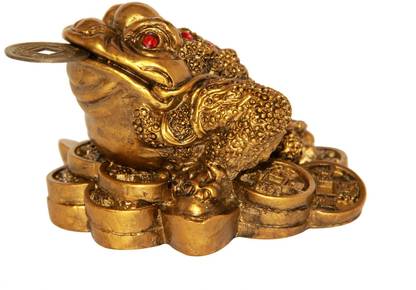 Vastu Art / Vastu / Feng Shui / Three Legged Frogg With Coin For Good Luck Health Wealth Prosperity And Happiness Decorative Showpiece  -  5 cm