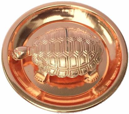 Shree Poojan Tortoise Tabel Showcase : Kachua With Plate Decorative Showpiece  -  4 cm