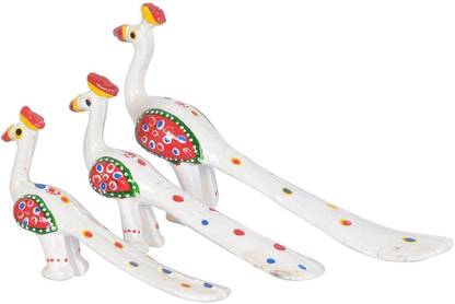 DreamKraft HandCrafted Set of 3 Showpiece Peacock For Decoration And Gift Purpose (20X10CM ,15X 8CM ,14X8 CM) Decorative Showpiece  -  14 cm