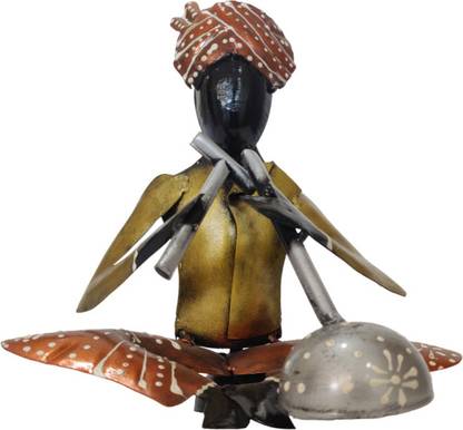 Vandana Collection Traditional African Decorative Figurine, Hand-Painted Metal Art Sculpture Decorative Showpiece  -  21 cm