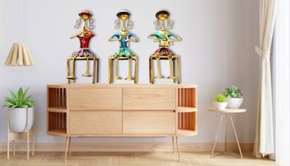 Metal Figurines Dancing Musician Dolls Set Of 3 24 cm Religious Idol & Figurine