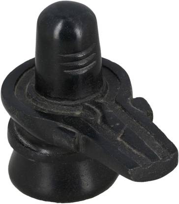 sanskaari Artist Haat Hand-Carved Black Stone Statue of Hindu God Shiva Lingam for Puja Decorative Showpiece  -  13 cm