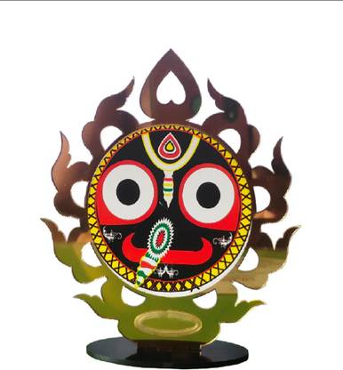 Neal exclusive Nilachakra Jagannath with Stand Metallic Product Can Use for Puja Temple Car Dashboard Uses� Decorative Showpiece  -  13 cm