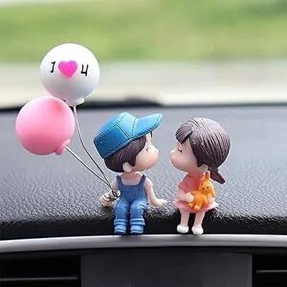 AKOOPAR GLOBAL CAR DASHBOARD CUTE COUPLE PAIR ( BLUE) Decorative Showpiece  -  5 cm