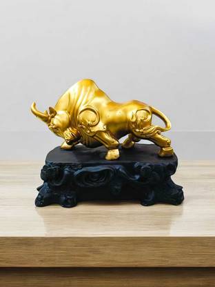 PRG Bold and Fearless: Intricately Detailed Resin Statue of the Aggressive Bull Decorative Showpiece  -  22 cm