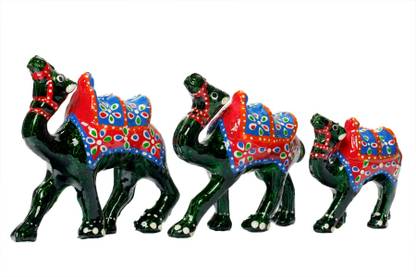 DreamKraft HandCrafted Set of 3 Showpiece Camel For Decoration And Gift Purpose (10X10CM ,9X 9CM ,8X 8CM) Decorative Showpiece  -  8 cm
