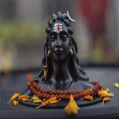 SBBCO Divine Edge Polyresin Adiyogi Shiv Ji Statue For Pooja Room & Car Dashboard Decorative Showpiece  -  12 cm