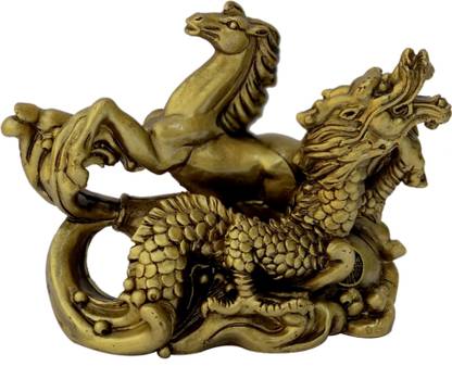 Feng Shui Art Vastu / Dragon Horse On Wu Lou For Power, Health, Wealth, Happiness & Prosperity Decorative Showpiece  -  10 cm