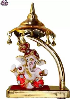 Heart Beat Heart Beat Ganesh Idol for Home Décor, Card Dashboard Decorative Showpiece  -  13.5 cm