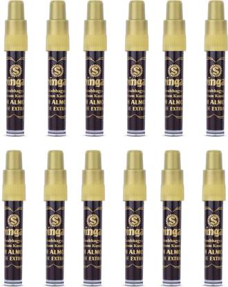 SHINGAR Saubhagya Liquid Kumkum Non Allergic & Non Staining With Almond - Pack of 12