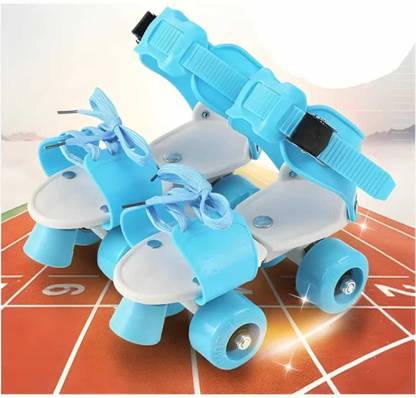 SwamiEcommerce Quad Roller Skates for Kids Age Group 5-12 Years Adjustable Inline Skating Shoes Quad Roller Skates - Size 8-9 UK