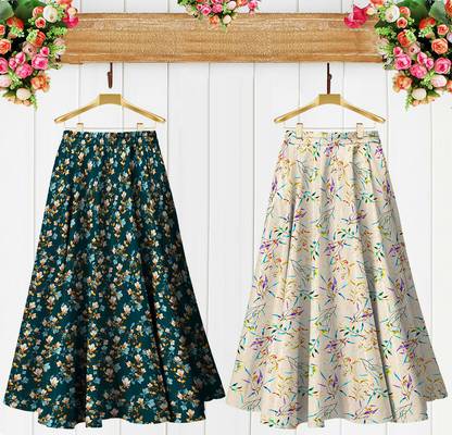 Women Flared Multicolor Skirt