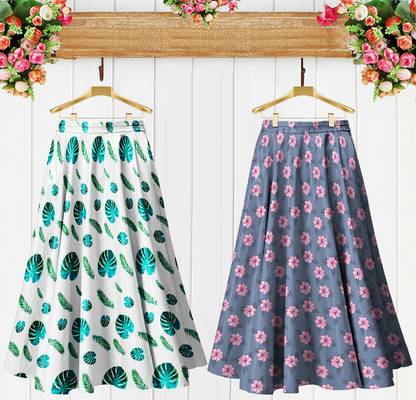 Women Flared Multicolor Skirt