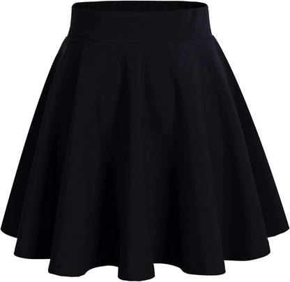 Woo THiNG Solid Women Flared Black Skirt