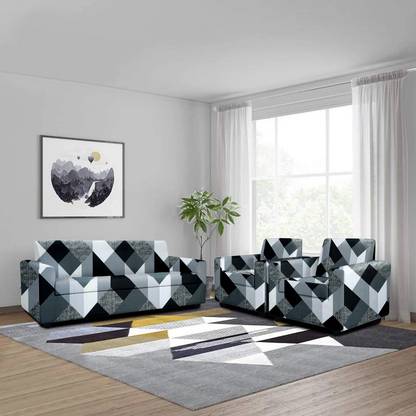 Cortina Polyester Abstract 3+1+1 Seater Sofa Cover