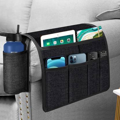 Nihspruhay Sofa Armrest Organizer, Couch Arm Chair Caddy with 6 Pockets Sofa Armrest Organizer Sofa Fabric