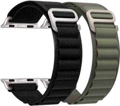 DARKFIT Trail Loop Bands/Straps Compatible with Watch 49mm 46mm 45mm 44mm 42mm, Adjustable Velcro Premium Strap for iWatch Ultra & Ultra 2 Series SE 10 8 7 6 5 4 3 2 1. (Only 2 Pcs Trail Loop Strap, Watch NOT Included) Smart Watch Strap (Black, Blue) Smart Watch Strap
