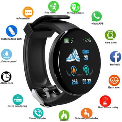 FRONY ATY_571A_D18 SMARTWATCH HEART RATE MONITOR MEN WOMEN FITNESS TRACKER BRACELET Smartwatch  (Black Strap, Free)