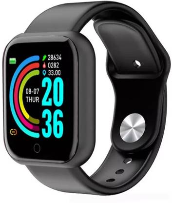 GUGGU ATY_475G_Y68/D20 SMARTWACH WITH FITNESS TRACKER SLEEP MONITOR FOR MEN WOMEN Smartwatch  (Black Strap, Free)