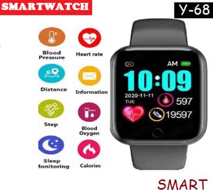 Jocoto U1347_Y68 MAX CALORIE COUNT SMARTWATCH BLACK (PACK OF 1) Smartwatch