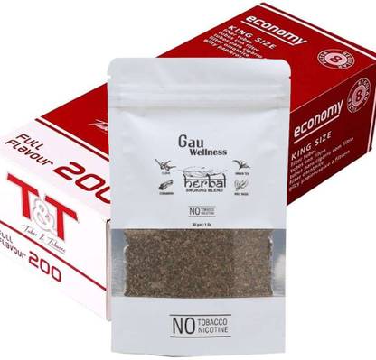 Gau Wellness Nicotine Free Herbal Smoking Mixture 30g With Empty Brown cigarette Tubes 200 Pc Smoking Cessations