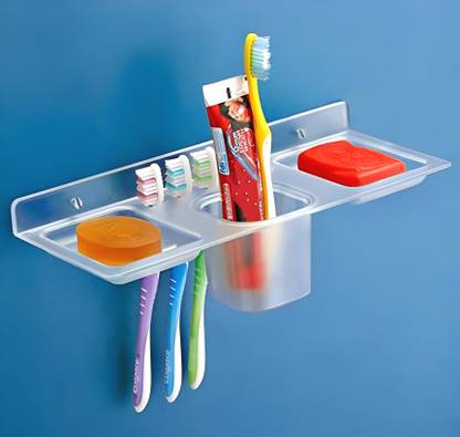 Craftbin Bathroom Soap Holder, Soap Stand with Toothbrush Holder, Paste and Brush Tumbler