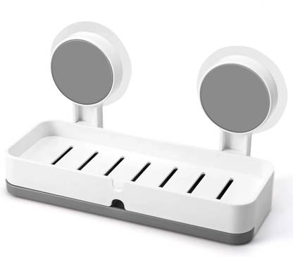 KESOL Wall-Mounted Soap Holder with Magic Sticker Adhesive and Removable Drain Tray