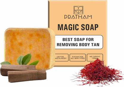 Pratham Ghar Magic Soap Sandal Wood And Saffron for DeTan and Brightening Skin 103g