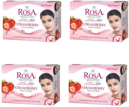ROSA Transparent Strawberry Gel Soap I Skin Conditioners I Bathing Bar I * 4