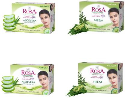 ROSA Transparent Aloevera & Neem Gel Soap | Skin Conditioners I Pack of 4 g