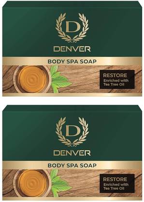 DENVER Restore Body Spa Soap - 125GM Each (Pack of 2) | Enriched With Tea Tree Oil