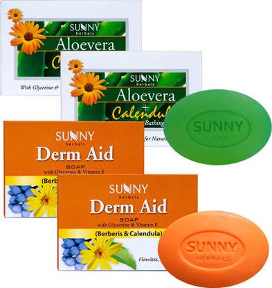 Sunny Herbals Aloevera & Calendla Bathing Bar-(75gmx2 pcs) and Derm Aid Soap-(75gmx2 pcs)