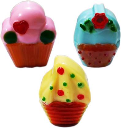 the bath stories Handmade Goat Milk Kids Toys Soap Cup Cake Shape Pack of 3 (3x90 Gms.)