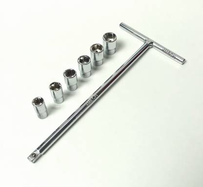 TOM 1/4" Drive T-6 T-Handle Socket Set with (8, 10, 11, 12, 13, 14 mm) 6 Sockets Socket Set