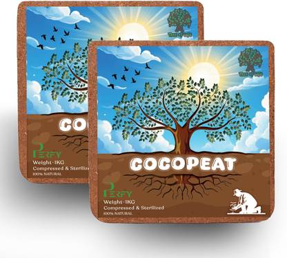 PERFY Cocopeat Block for Home Gardening Plants-1kg Coco Coir Fiber for Plotted Plants Potting Mixture
