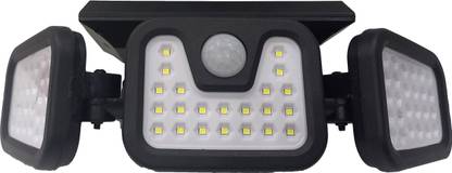 SOLAR UNIVERSE INDIA 74 White LED Motion Sensor Wall Light&3 Light Heads, Inbuilt Battery&Solar Panel Solar Light Set