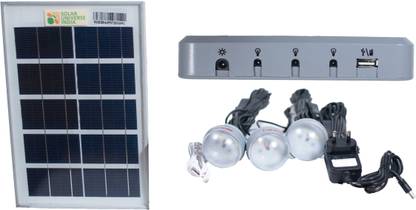 SOLAR UNIVERSE INDIA DC Lighting System & Inverter with 60W DC Output,3 LEDbulbs,Panel & USB Chargers Solar Light Set