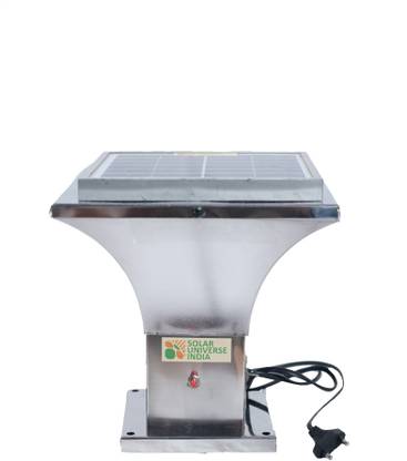 SOLAR UNIVERSE INDIA Garden, Boundary & Gate Light in Stainless Steel Body - White LED - Hybrid with Inbuilt Battery & Panel Solar Light Set