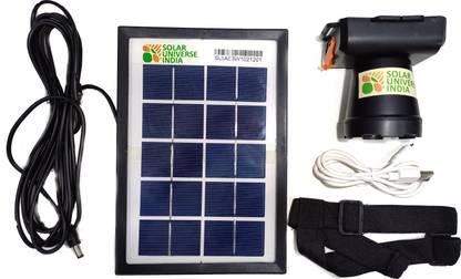 SOLAR UNIVERSE INDIA Solar Powered Head Lamp & Light with Lithium Battery & External Solar Panel Solar Light Set