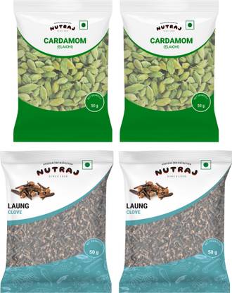 Nutraj Clove Green Cardomom Combo Pack 200g, Laung 100g, Hari Elaichi 100g, Whole Spice