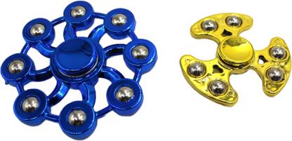 neoinsta shopping 2pc combo metal fidget spinners 8 sided blue and 3 sided yellow toy Design-1