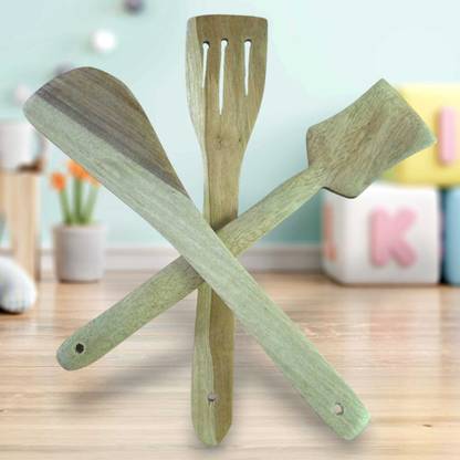 Ruby Perl Wooden kitchen spoon set for cooking Wooden & serving Spoon Set (Pack of 3) Wooden Serving Spoon Set