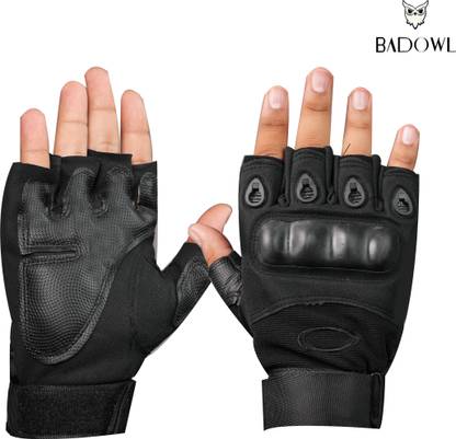 BAD OWL Nylon Tactical Half-Finger Gloves For Sports, Hard Knuckle, Motorcycle Riding Riding Gloves