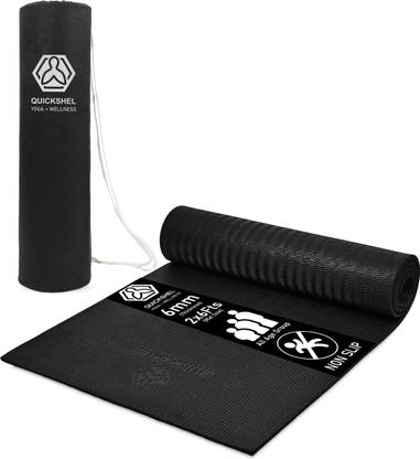 Quick Shel 6MM 100%EVA Eco Friendly Mat BLACK 6mm Yoga, Exercise & Gym Mat Black 6 mm Yoga Mat