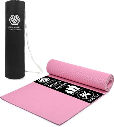 Quick Shel 6mm EVA Eco Friendly Anti Slip Home Exercise Workout for Men Women with Bag Pink 6 mm Yoga Mat