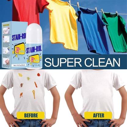 BUNZELLO White Cotton Clothes Stain Remover Roll Bead Design, Stain Remover Roller-Ball Stain Remover
