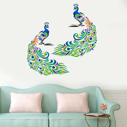 Kayra Decor Peacock Wall Arts Painting DIY Premium Quality Pattern For Home and Office Decoration KDS36012 ( 24 inch x 40 inch)Reusable Wall Stencil Stencil