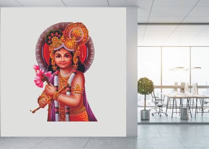 parth décor 84 cm shree krishna wall sticker Self Adhesive Sticker