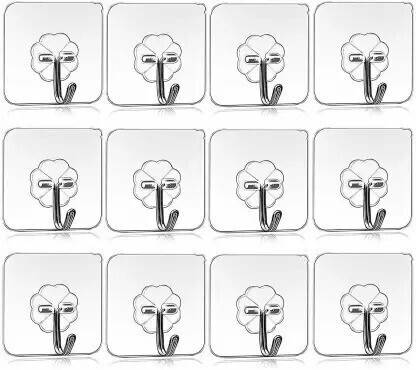 Radha Pack of 12 Multipurpose Self-Adhesive Heavy Duty Hook Door Hanger X12.344 Door Hanger