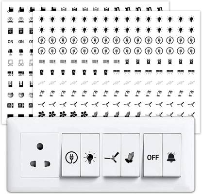 RSB HUB 1.5 cm Transparent Switch ID Stickers for Switch Boards, 46 Designs, Self Adhesive Sticker